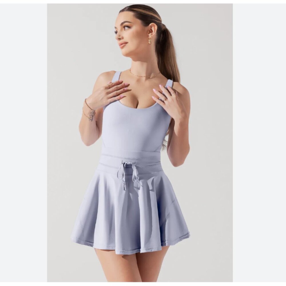 POPFLEX Lavender Scoop Neck Skater Dress